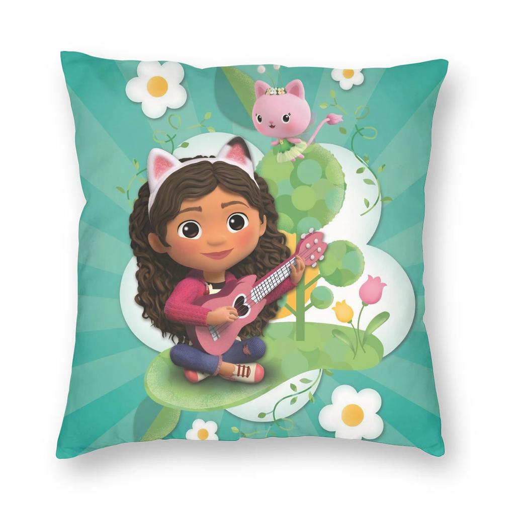 Gabbys Dollhouse Cartoon Pillowcase Printed Polyester Cushion Cover Decoration Pillow Case Cover Home Square 45*45Cm