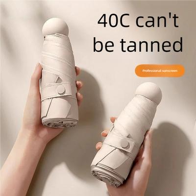Capsule Umbrella Small and Portable Solid Color Sunshade for Women and Rain Dual Use Protection