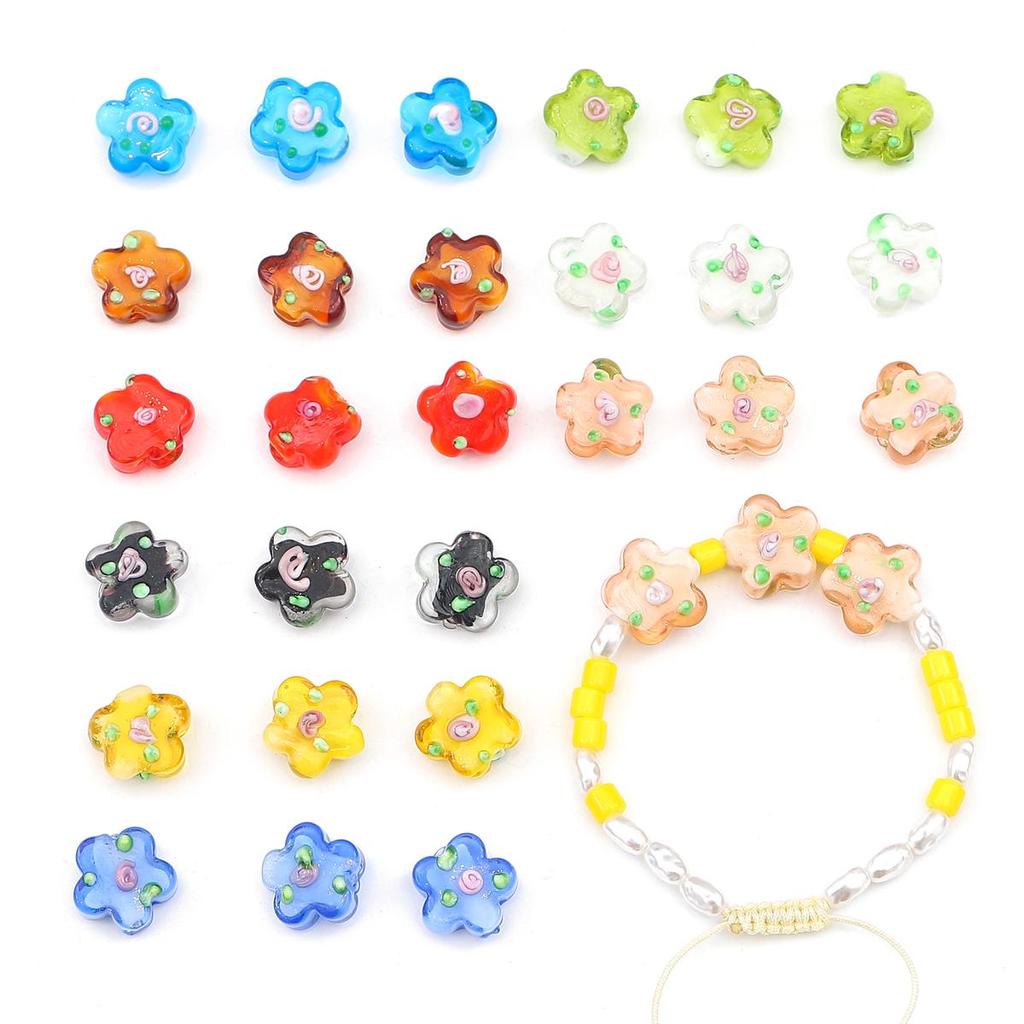 2pcs/bag 14mm Handmade Lampwork Flower Shape Glass Beads for Necklace Bracelet Earring Jewelry Making Accessories