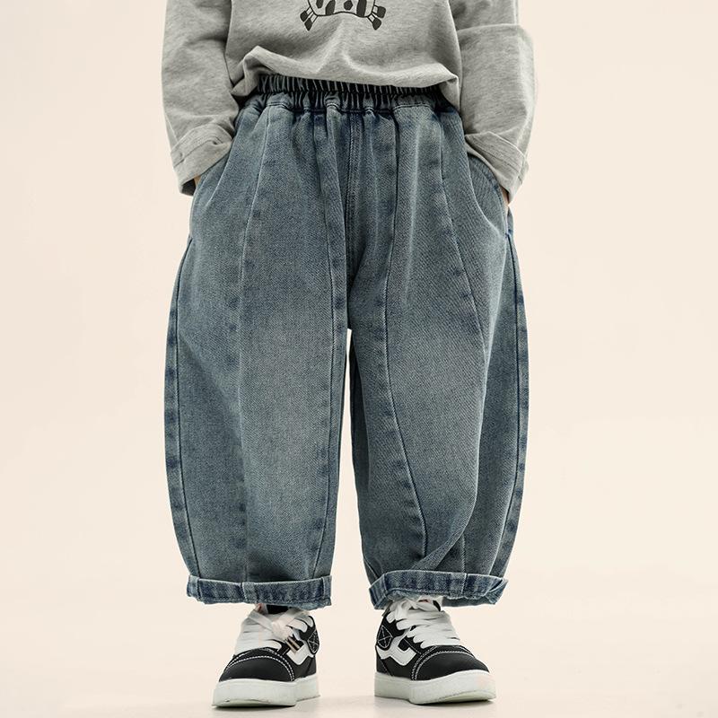 Boys Korean Style Patchwork Casual Denim Long Pants For Kids Spring Autumn