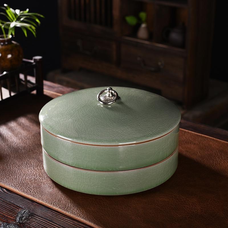 Pu'er Tea Cake Storage Box Home Decoration Tea Sealed Jar Moisture-proof Dust-proof Storage Cans Purple Sand Tea Storage Tank