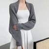 Women Knitted Cardigan Shawl Loose Bat Sleeves Solid Color Knitting Coat Short Style Shawl Coat Autumn Winter Wear