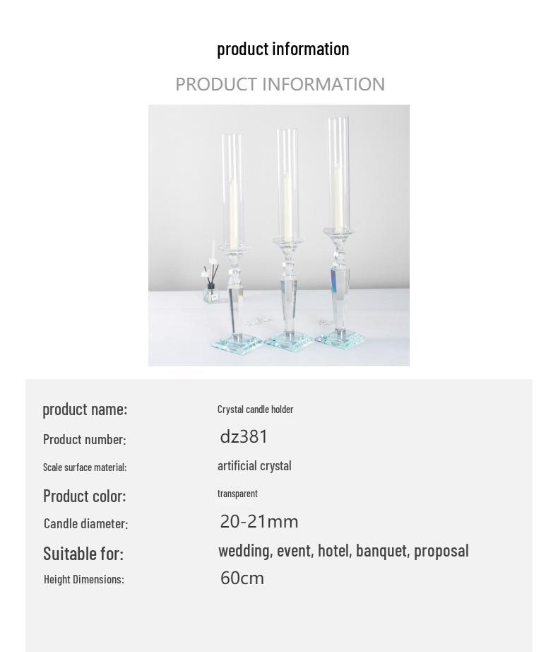 Crystal Single-Head Candlestick for Wedding and Event Decor - High Glass Tube Candle Holder