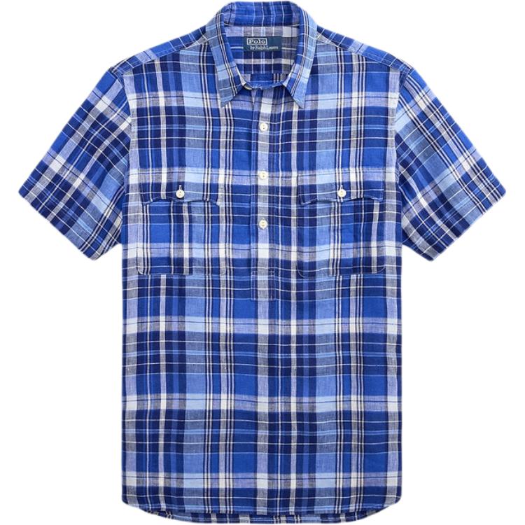 

Polo Ralph Lauren SS25 Классическая клетчатая льняная рубашка-поло Мужские рубашки Синий MNPOWOV1N820948-400 S