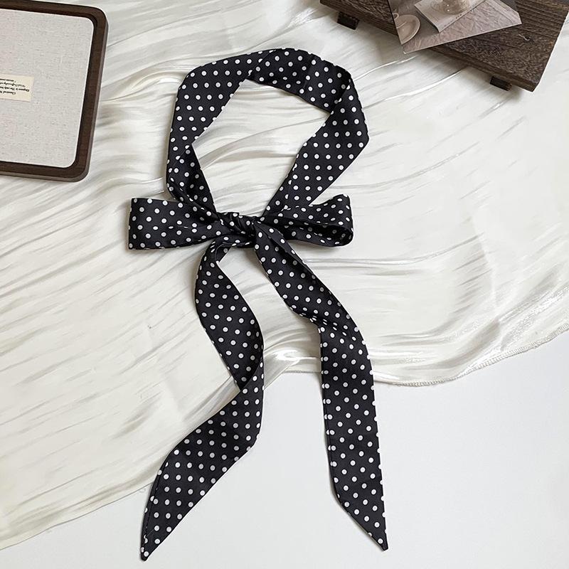 silk scarf, high-end sense of wind and waves, thin and narrow small tie, hair tie, streamer belt, bag wrap, headscarf, hair accessories.