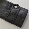 Women Jacket Faux Leather Smooth Surface Turn-down Collar Zip-up Zipper And Rivet Decor