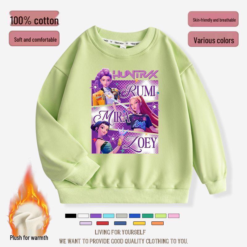 K-pop Monster Hunter Witch Girls' Hoodie - Stylish Autumn/Spring Round Neck Casual Top for Children