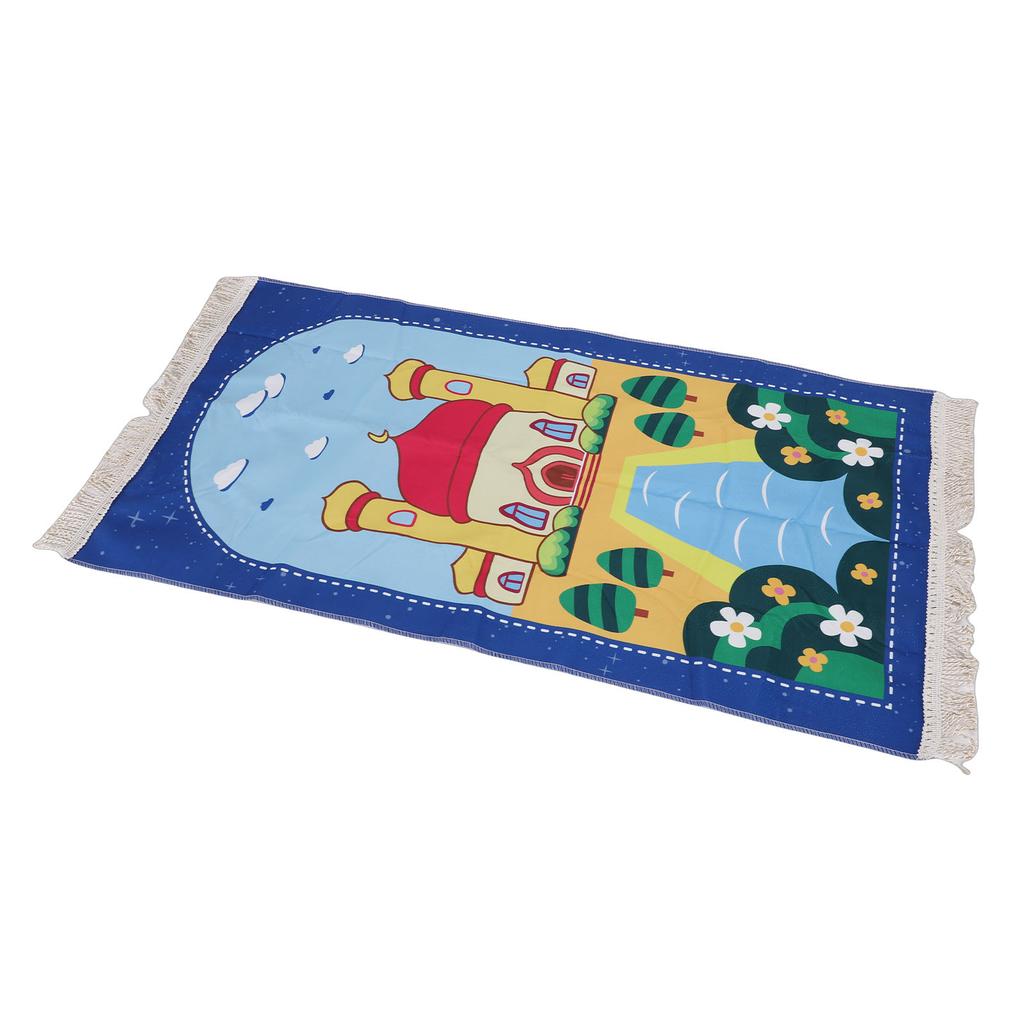 Kids Pray Rug Thick Mat Soft for Women Men Children Meditation with Tassel Pray Beads Pendant Storage Cylinder
