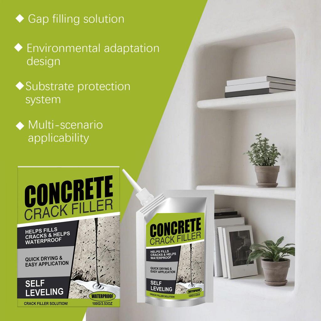 Waterproof Fast-Drying Concrete Crack Filler, Multifunctional Cement Floor Repair Paste for Indoor & Outdoor Durable Hole Sealer