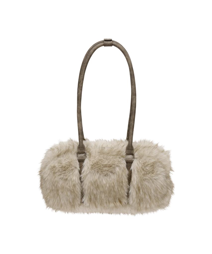 Ames-Worldwide Ames Fur Shoulder Bag Ivory