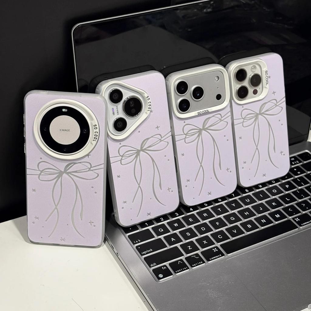 ins star bow is suitable for Apple iPhone17Promax mobile phone case IP16 color silver IMD large hole 15 sets