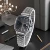 High-End Retro Silver Small Square Steel Band Watch with Calendar, Gold Brick Quartz Movement for Men and Women