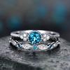 Stylish Zircon Women’s Two-Piece Ring Set with Micro-Emerald Detail