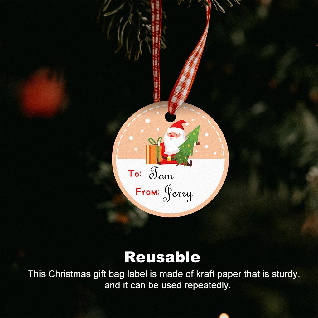 150 Pieces Christmas Packing Bags Hanging Tags with Ropes Kraft Paper Labels DIY Decoration Winter Festival Wrapping Accessories