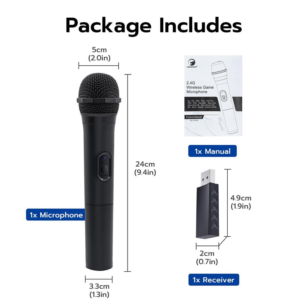 Mcbazel Karaoke Microphone Singing Gaming Karaoke Microphone Cordless Compatible with U Black PS5/XboxSeriesXS/Switch/PC/Wii/Wii -