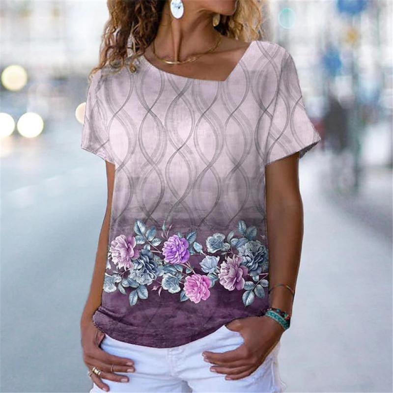 Элегантная женская футболка с 3D принтом — фото 14