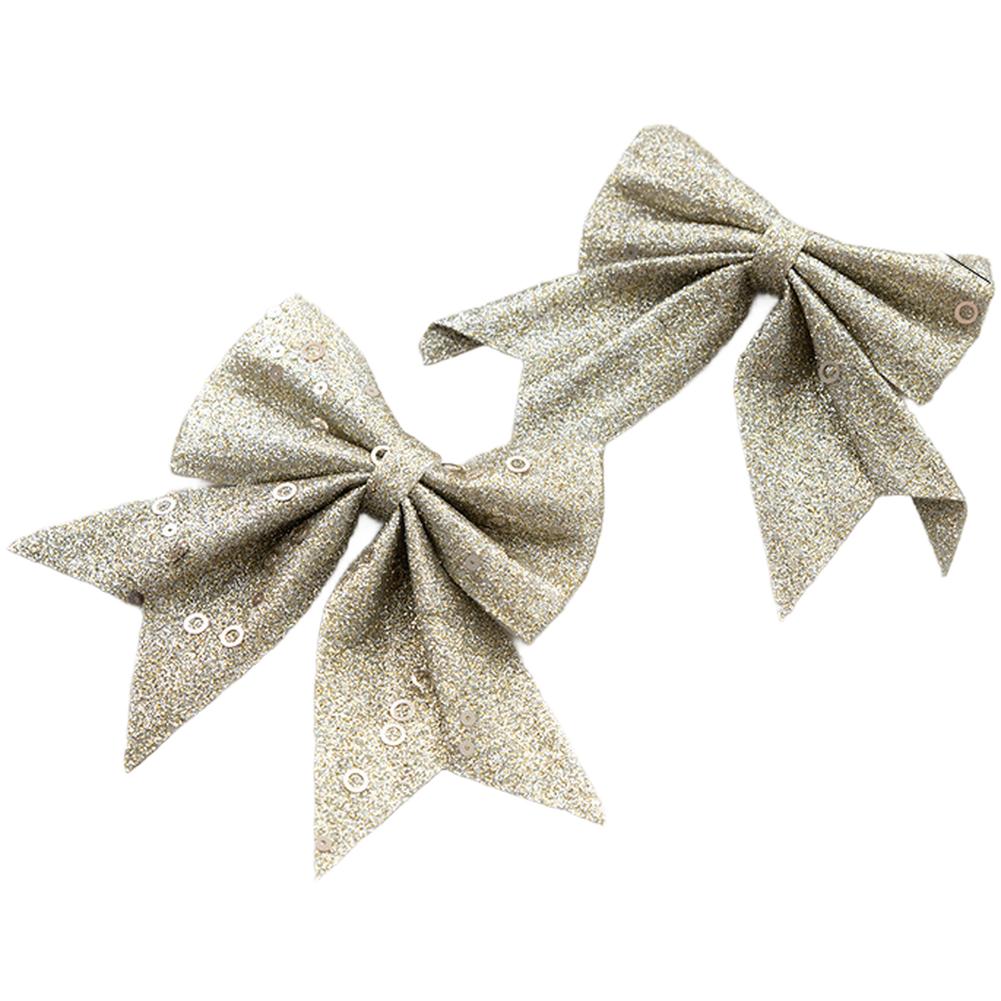 Sparkling Glitter Christmas Bow for Tree and Wreath Decorations for DIY Holiday Projects with Lightweight Polyester