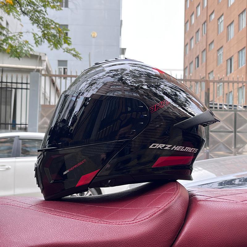Electric vehicle helmet men's and women's face-opening helmet summer double mirror tail semi-full cover type personalized four-season Bluetooth couple