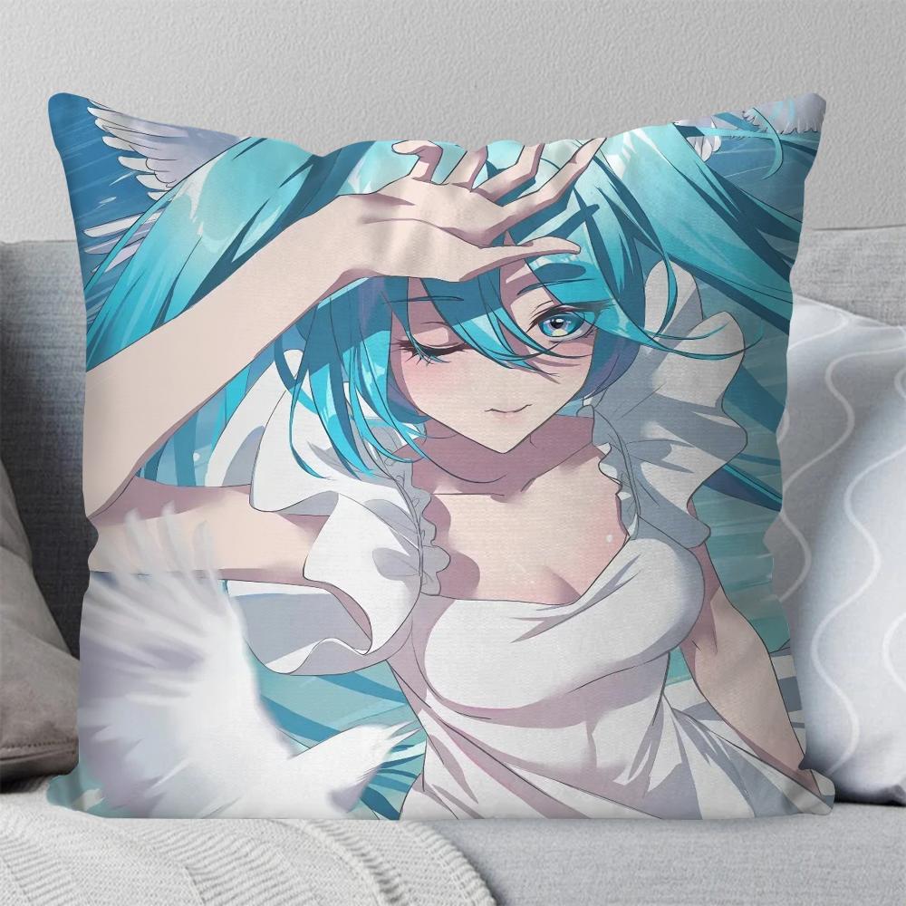 H-Hatsune M-Miku Singer Anime Pillow Case Square Pillow BedroomSofaLeisure Comfort Cushion Car Living Room Home Decoration 40X40