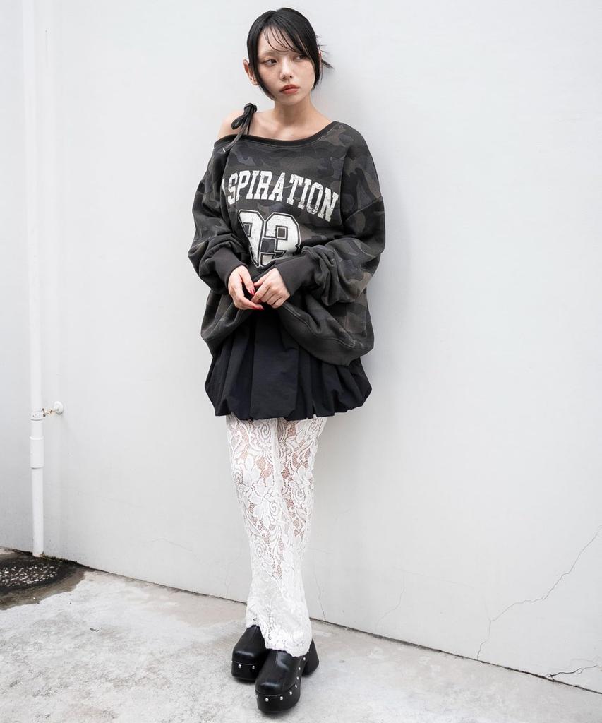 WEGO Graphic Big Sweatshirt Pullover Top for Fall and Gift for Size Pattern 3 2-Way One-Shoulder Winter, Streetwear, Casual, Women, F,