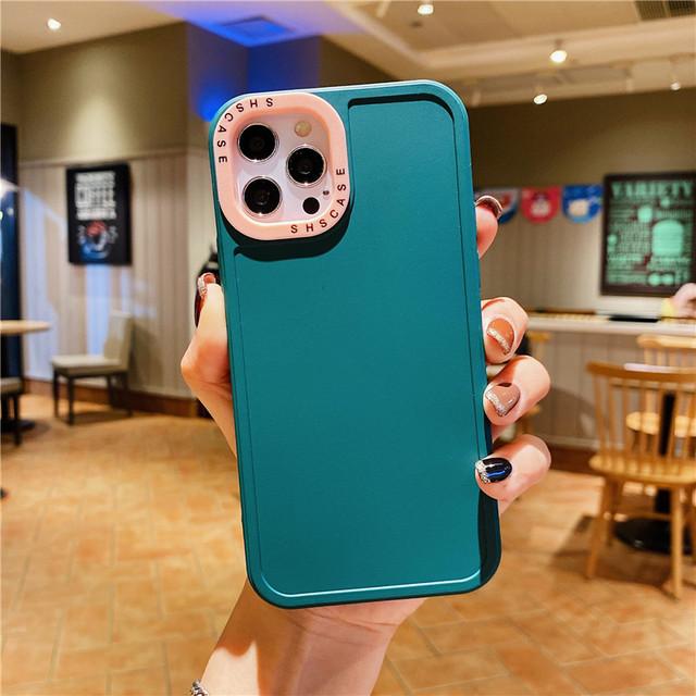 2 In 1 Lens Frame Silicone Phone Case For Iphone 13 12 11 14pro Max Xr Xs Max X 14pro 13 12 Shockproof Soft Candy Color Cover