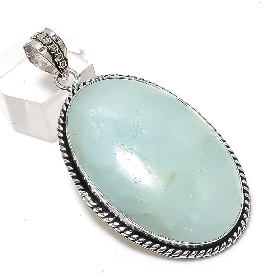Aquamarine Gemstone 925 Sterling Silver Jewelry Pendant 2.36"