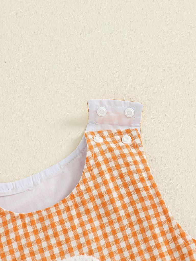 Infant Summer Halloween Ghost/Pumpkin Embroidered Sleeveless Romper