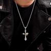 Crown Cross Necklace,Copper Pendant Necklace with Titanium Steel Chain 1-5pcs
