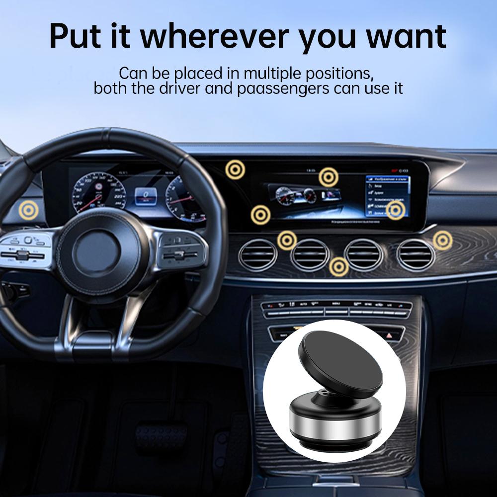 Car Magnetic Vacuum Adsorption Bracket 360 Degree Rotating Aluminum Alloy Mobile Phone Holder For 4.7-inch Or Above Smartphones