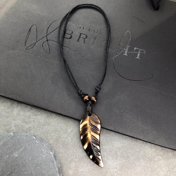 Original retro tribal men and women couple necklace trendy personality eagle ivory horn domineering pendant versatile accessories