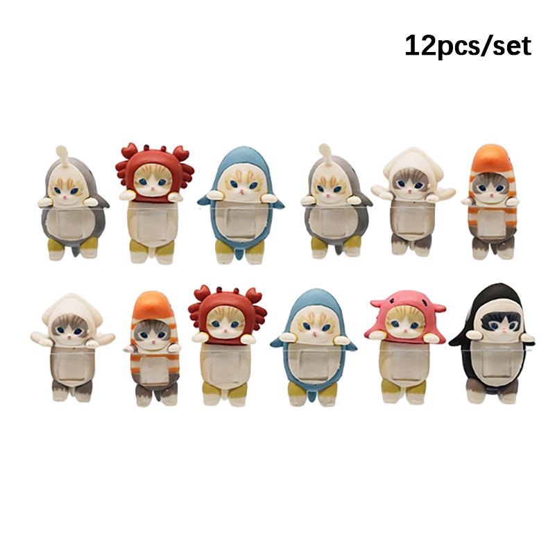 1/12Pcs Kawaii Cat Figurines Blind Box Action Figure Cute Doll Mystery Box Mobile Phone Car Decor Accessories Toys
