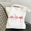 Frauen Shopper Tasche Flamingo Art Level Of Flamingos in Gold Tasche Harajuku Shopping Canvas Shopper Tasche Mädchen Tote Schulter Lady Bag