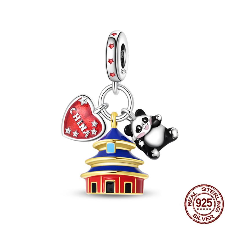 100% Copper Strawberry Lipstick Ladybird China Red Charms Beads Fitoriginal Bracelets For Women Diy Jewellery