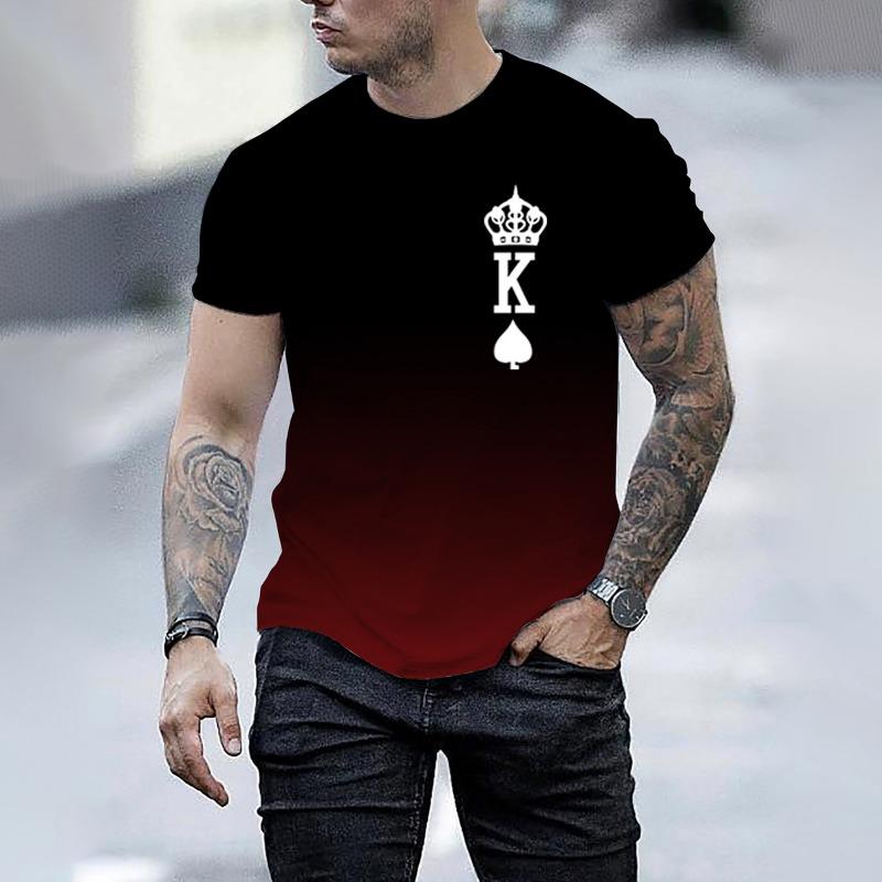 

Men s Summer 3D Digital Printed Simple Gradient Round Neck Short Sleeve T-shirt 6xl