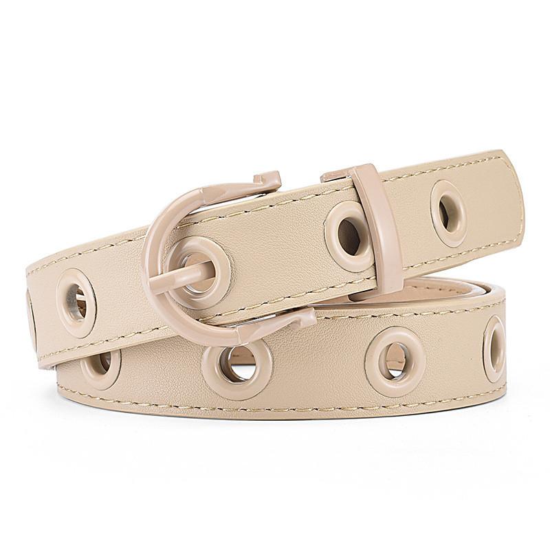 Trendy Pu Leather Women's Belt With Eyelet Holes And Colorful Buckle For Chic Looks