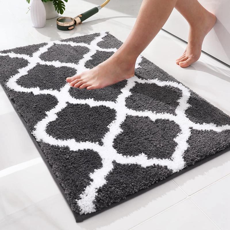Olanly Weiche Badematte, super saugfähiger Mikrofaser-Badezimmerteppich, rutschfestes Klebeband, Wassermatte, Duschbodenteppich, Toilette, luxuriöse Fußmatten