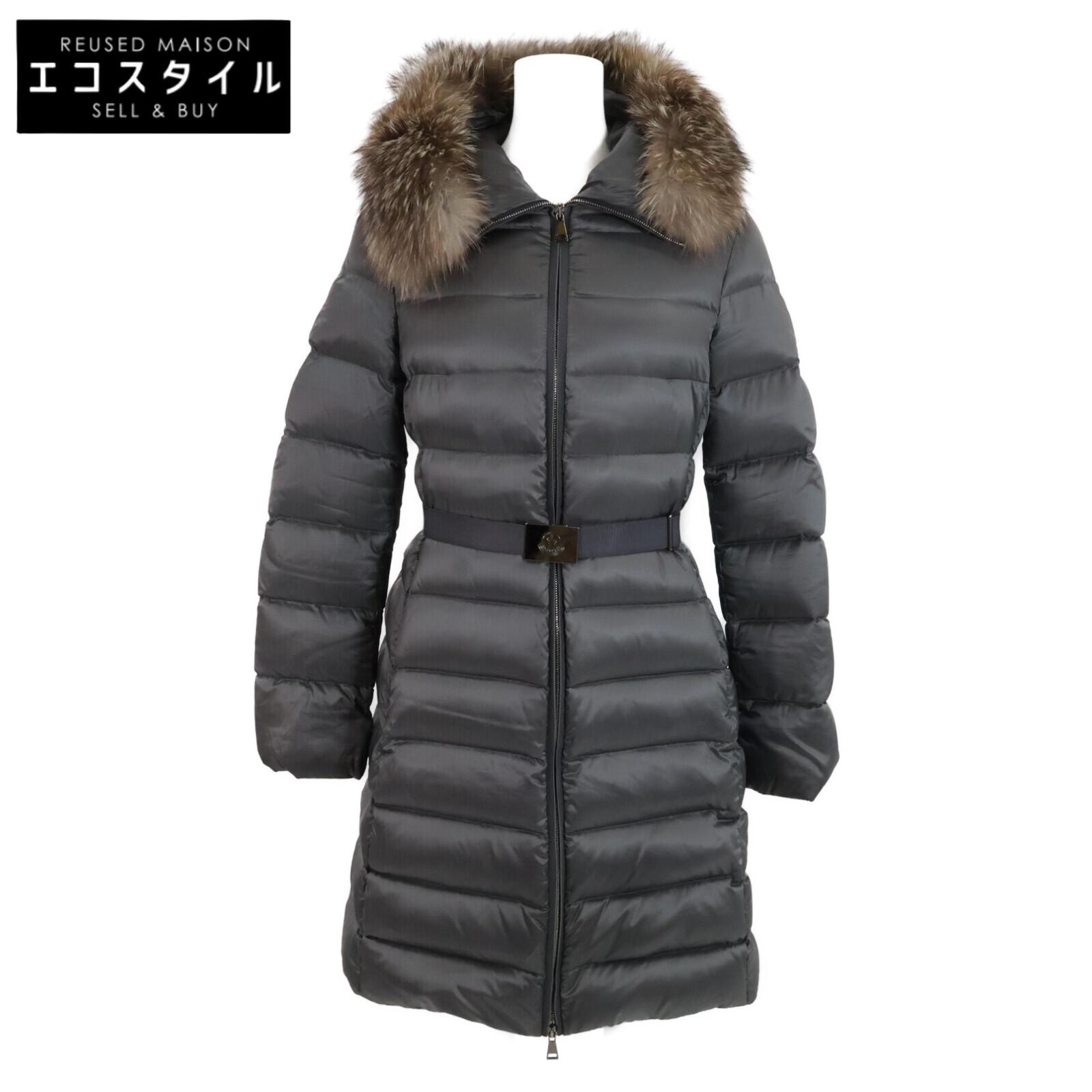 

MONCLER [Good condition/Domestic regular] TINUV Belted/Fur hoodie down coat O grayUsed