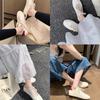 Mode Damen Frühling Neue Mode Vielseitige Atmungsaktive Freizeitschuhe Klassische Einfarbige Runde Zehenpartie Weiches Leder Weiße Flache Sneaker