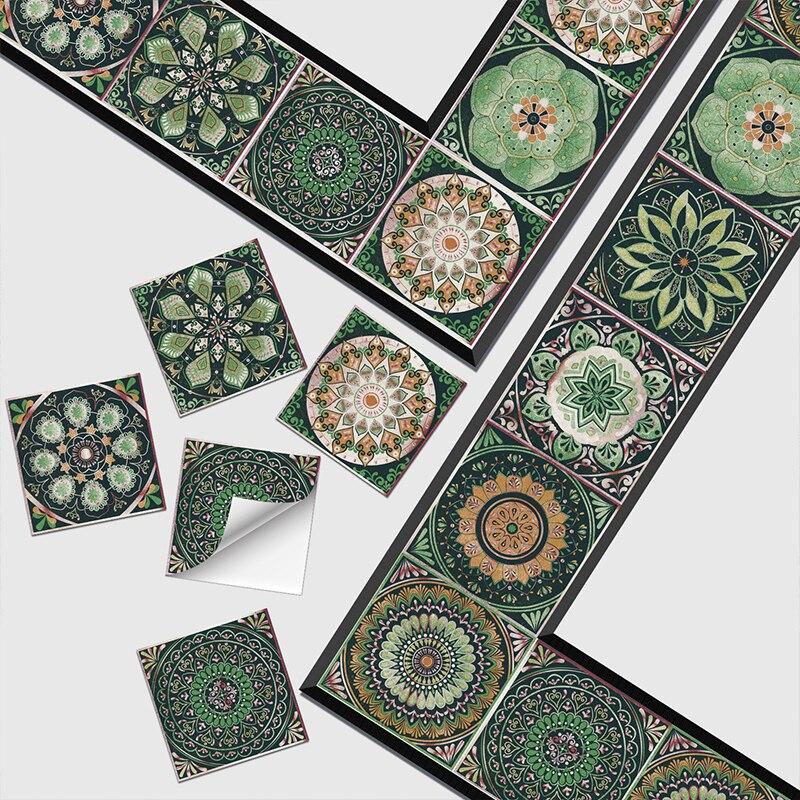 24 Vintage Mandala Wall Stickers, Kitchen Self-Adhesive Waterproof Tile Stickers, Bathroom Decoration Moroccan Art Mural