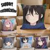 Girls Trip Anime YYuru Camp Square Sofa Pillow Cover Solid Color Living Room Home Decor Cushion Case