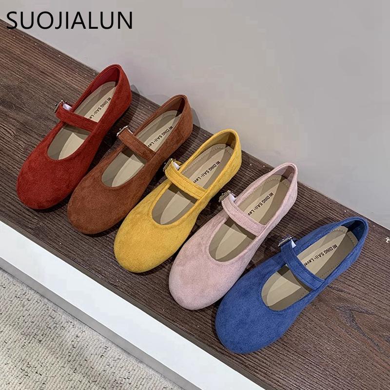Fashion SUOJIALUN 2025 Spring New Brand Women Flat Shoes Fashion Round Toe Ladies Elegant Mary Jane Shoes Soft Flat Heel Single Shoes