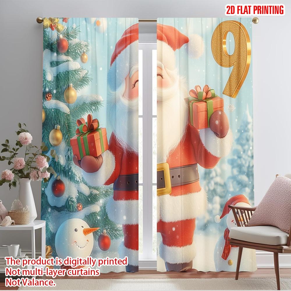 

2pcs,2D plane printing Curtains Digital Printed Cute Santa Snowman Gifts_a Polyester Easy Install (without rod) All Seasons 52.50×116.00 CM 2pcs