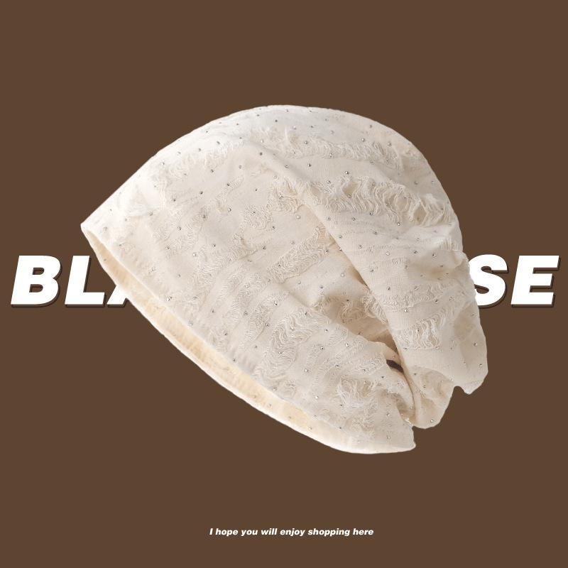 

Ретро дырявая пустошь ветер холодная шапка женская осенне-зимняя свободная универсальная шапка-бини маленькая шапка тренд average size (56-58cm) белый