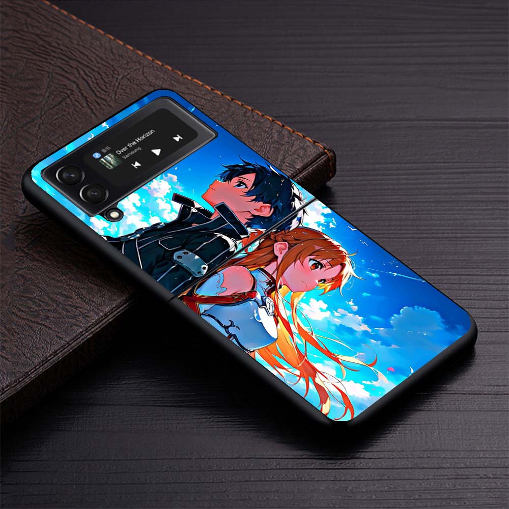 Anime Sword Art Online SAO Phone Case for Samsung Galaxy Z Flip7 Flip6 5G Flip4 Flip5 Flip3 Black Hard Cover Z Flip 7 6 5 4 3 Co