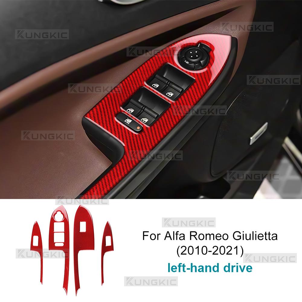 Real Soft Carbon Fiber Sticker For Alfa Romeo Giulietta 940 2010 2011 2012 2013 2014 2015 2016-2021 Car Window Lift Switch Panel