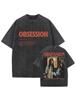 T-shirt Oversize Film Horror Ossessione 100% Cotone Vintage Lavato per uomo donna hiphop streetwear OBS7