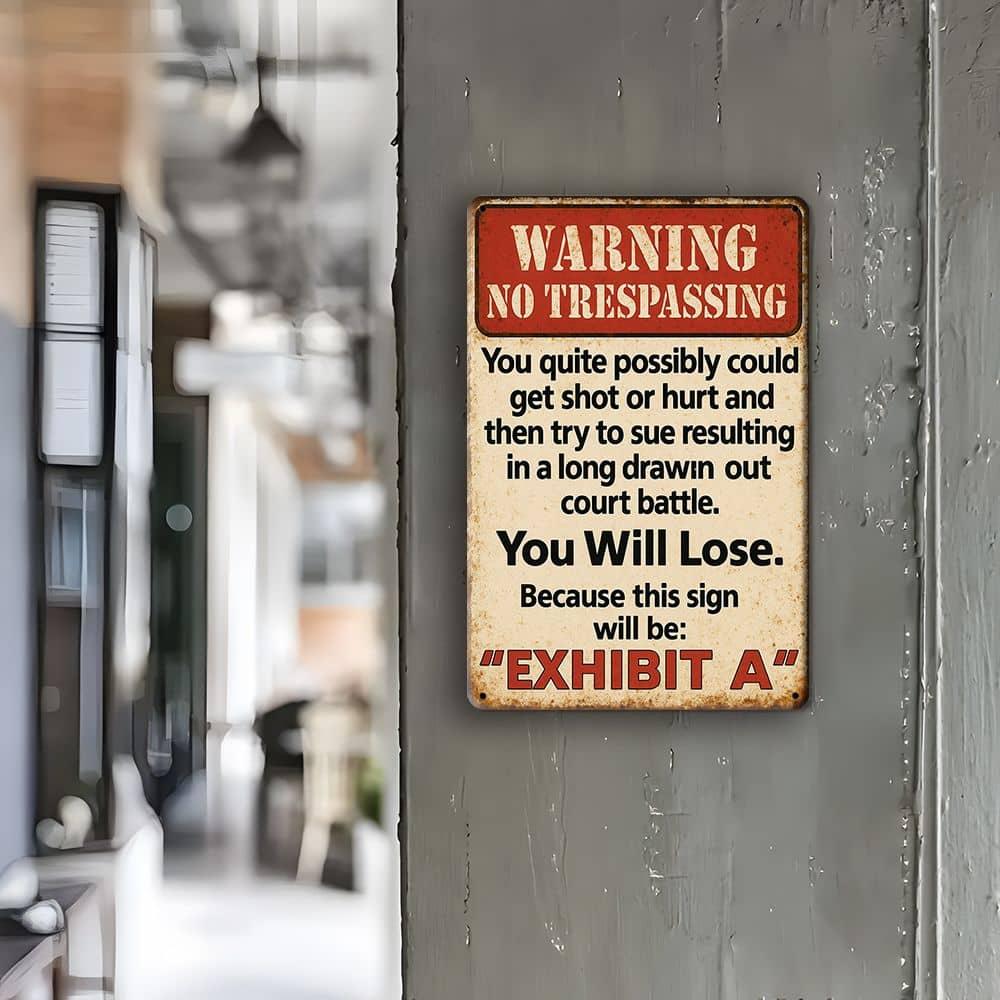 “No Trespassing” 8x12in Vintage Aluminum Warning Sign