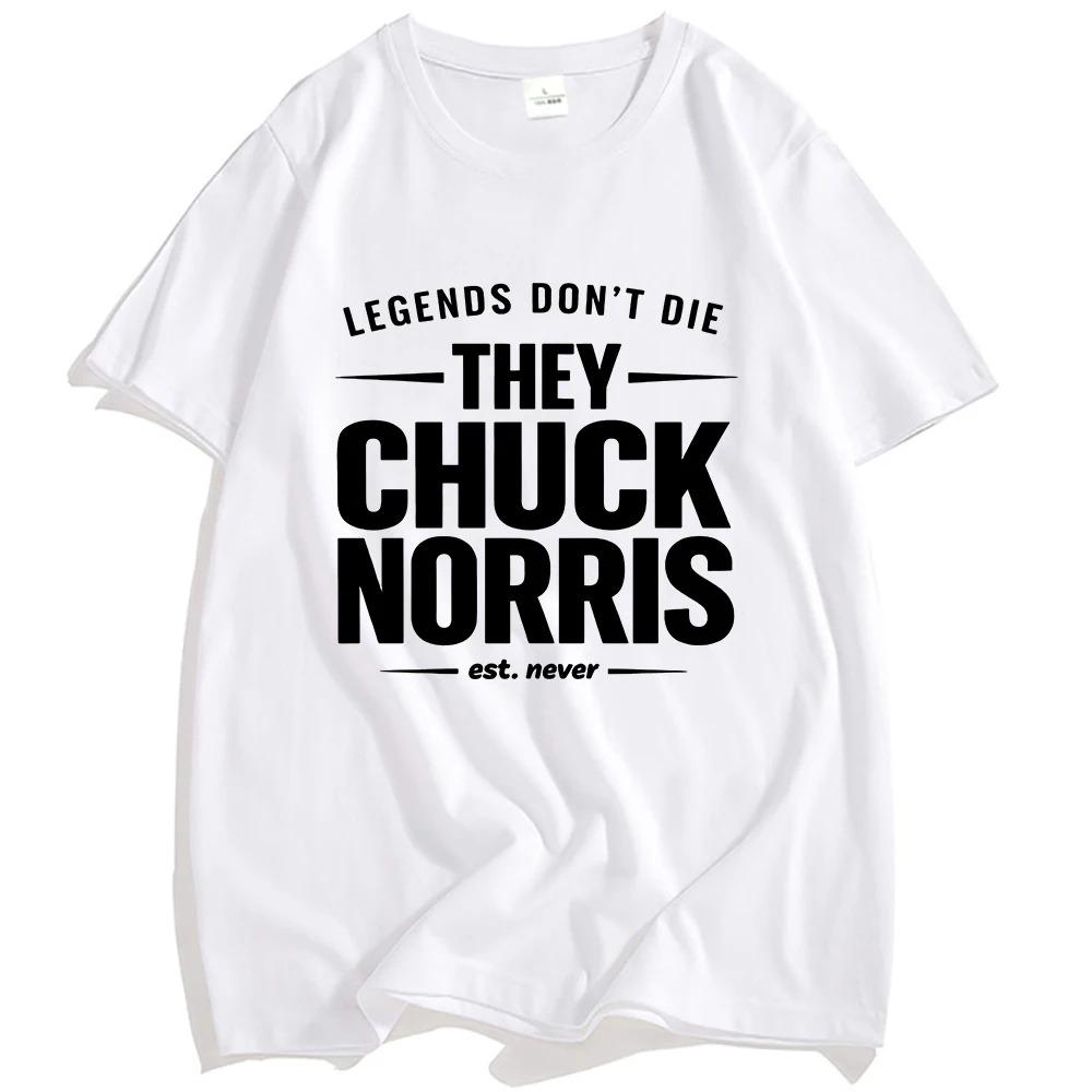 Chuck Norris Legends Don t Die T-shirt Design Graphic Printing Merch Tees Summer Short Sleeve Cotton Tshirts Men Women Clothing 4XL