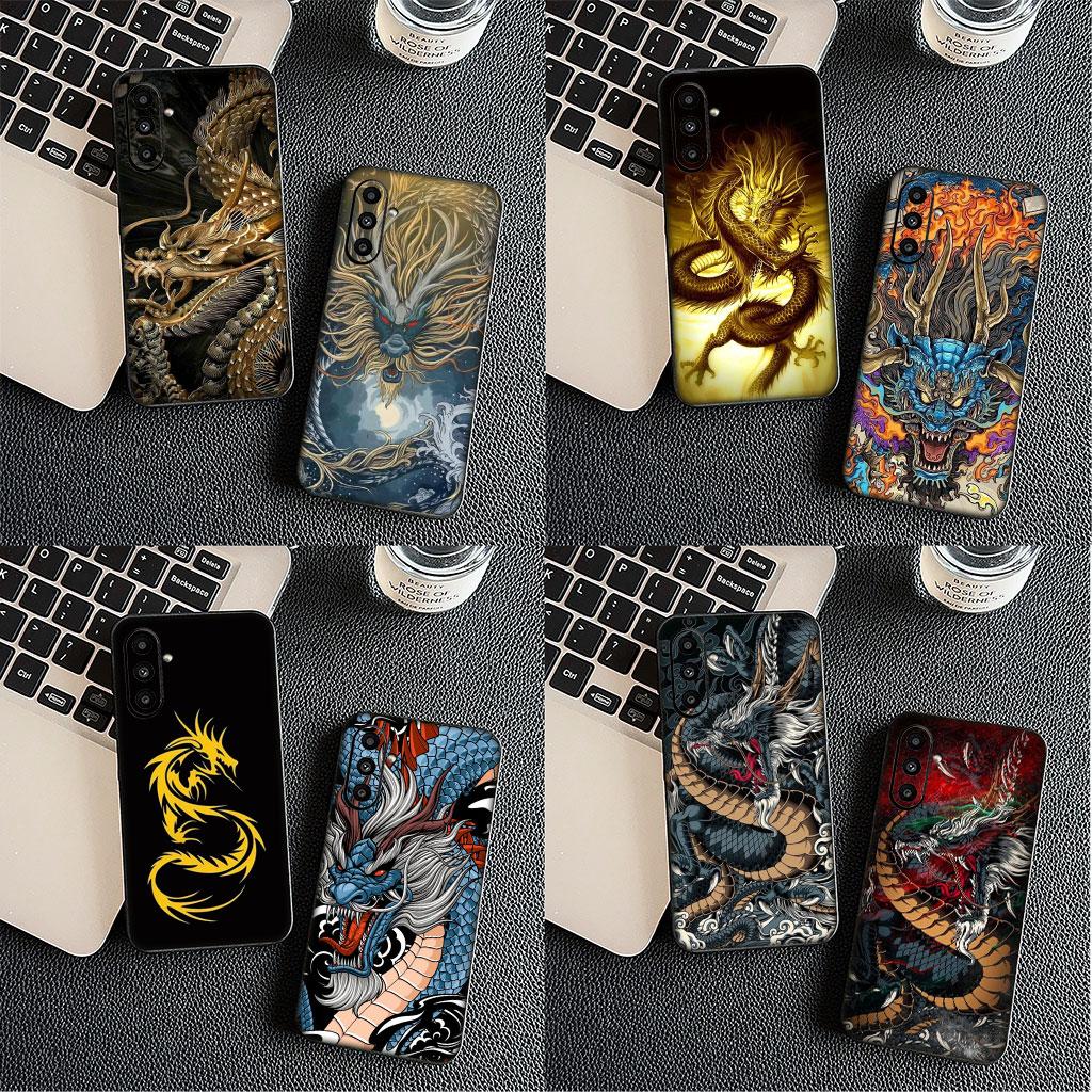 Black Dragon Chinese Loong Cover for Motorola Moto G82 G20 G22 G23 G32 G9 G8 G7 Power Plus G41 G52 G30 G71 E22 E13 E20 E32 Case