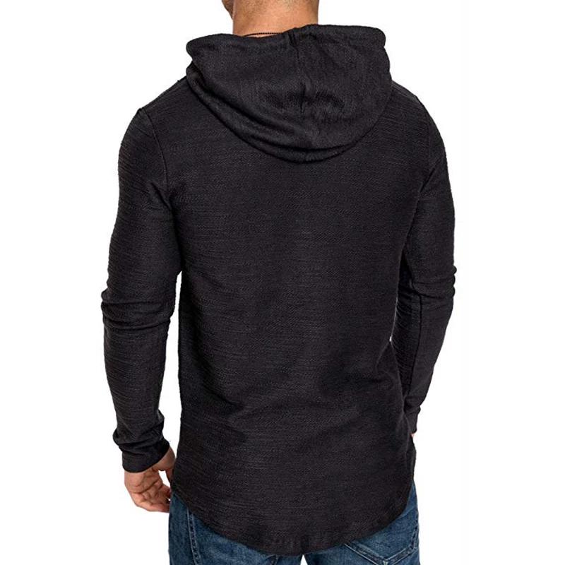 T-shirt con cappuccio a maniche lunghe da uomo, vestibilità larga, casual, streetwear